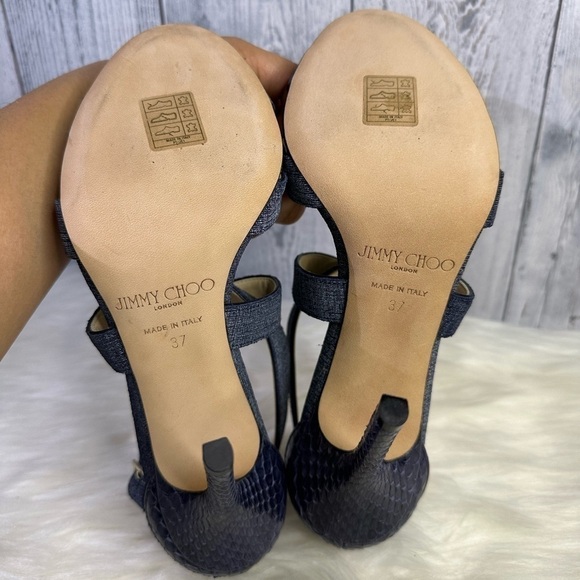 JIMMY CHOO denim leather heels in blue - Picture 10 of 17